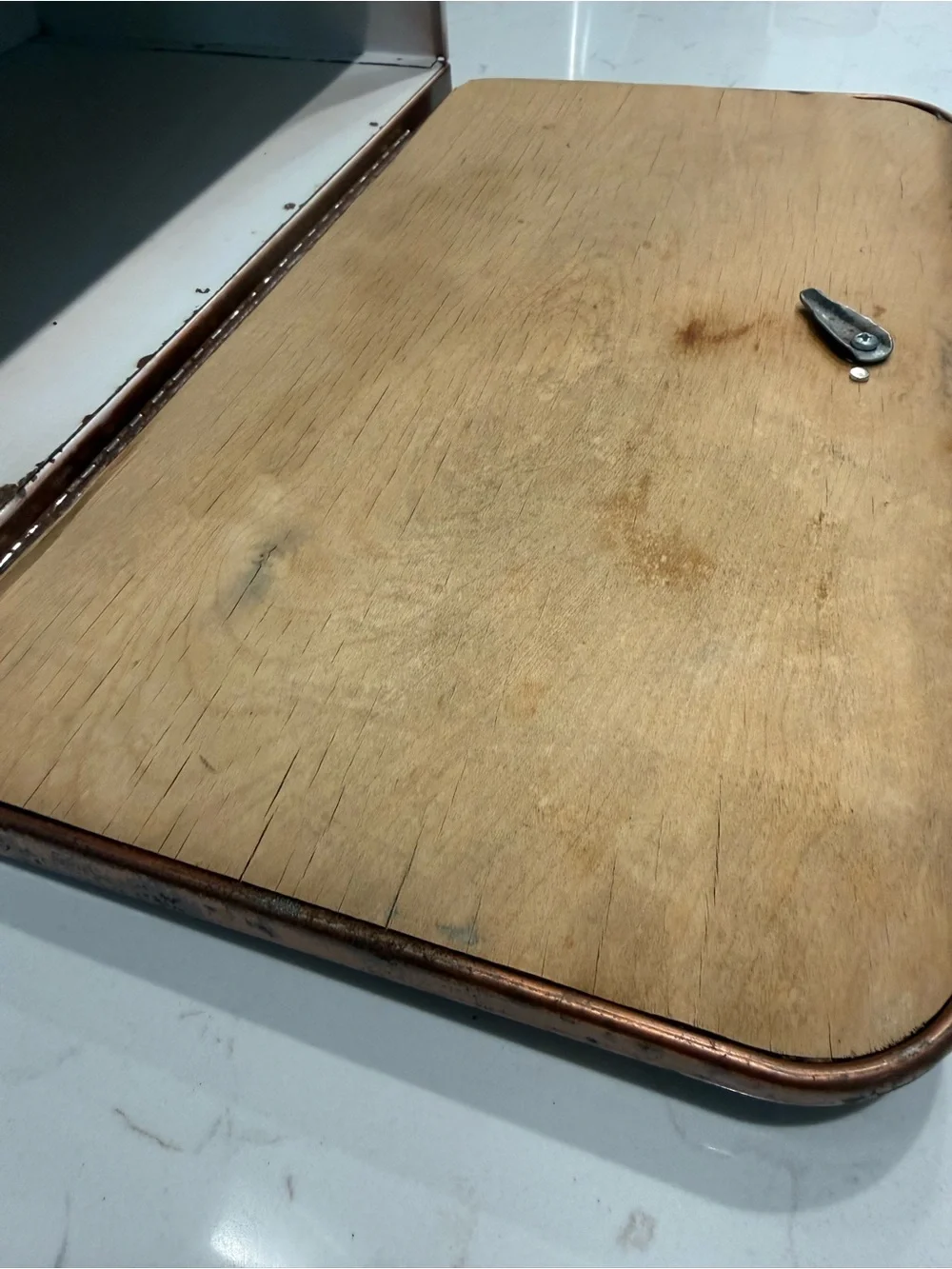 Vintage Copper Metal Bread Copper Tone Metal Bread Box with Front Drop-Down Door